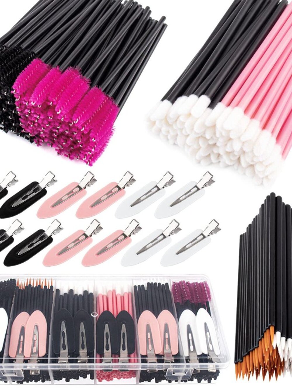 283 Pieces Makeup tools Kit Includes Plastic storage Organizer Box Hair Clips Ey